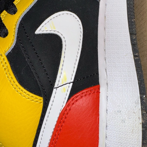 Orange/Yellow Air Jordan 1 Mid - Picture 7 of 9